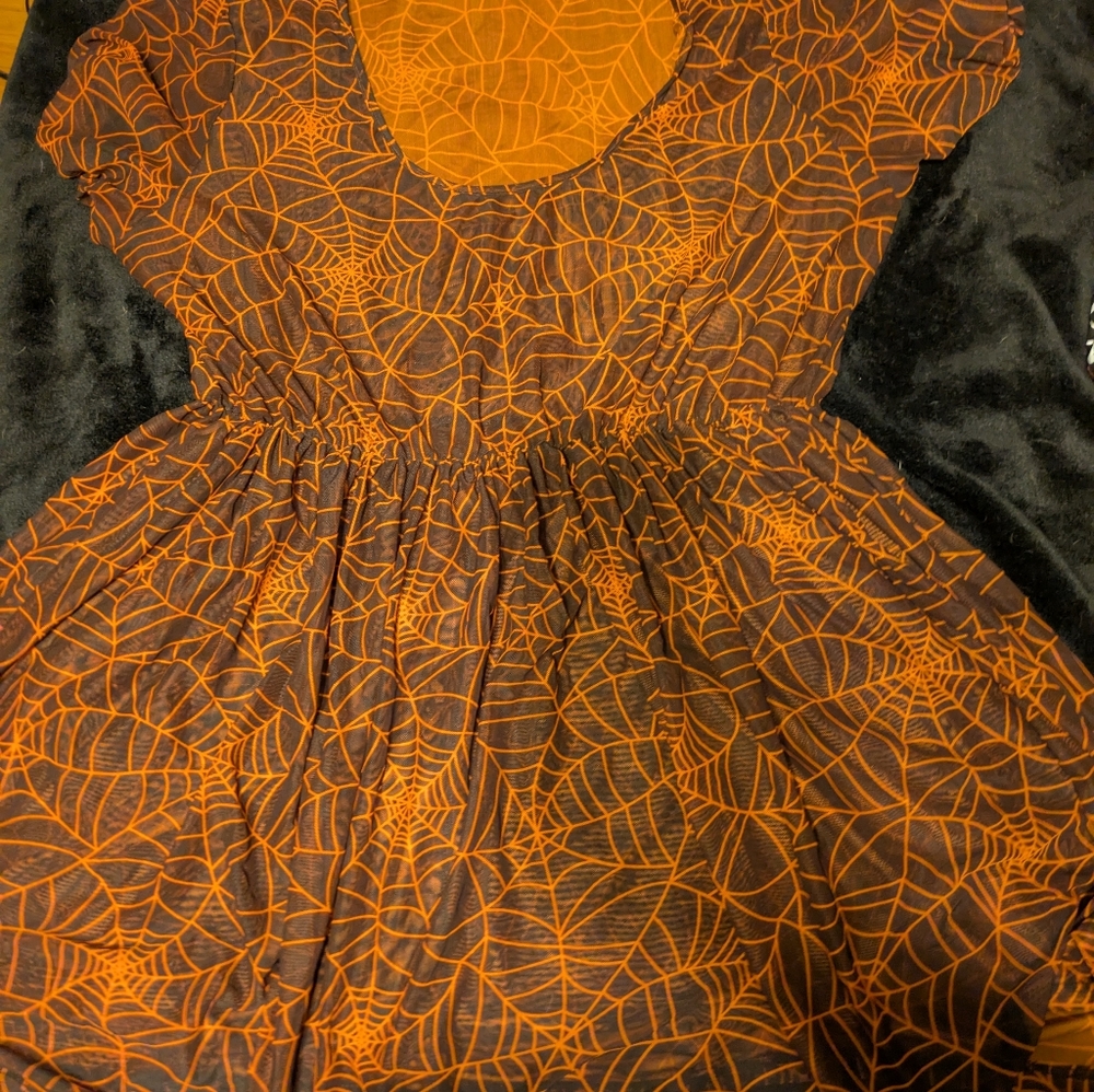 Foxblood Mesh Spiderweb Dress